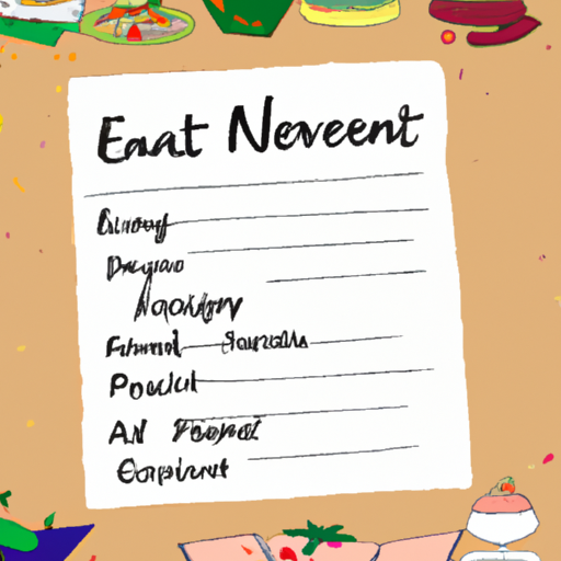 איור המציג רשימה של צרכי אירועים כגון אוכל, קישוטים, מוזיקה וכו'.